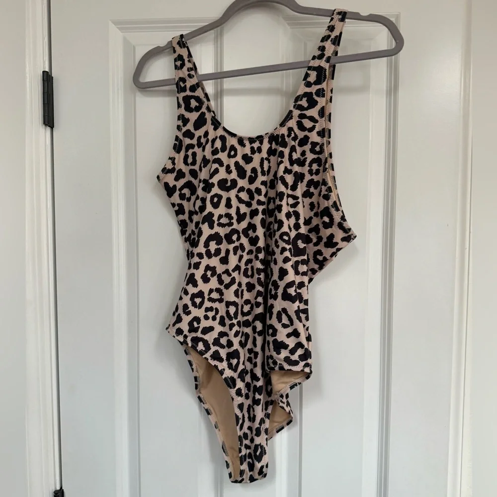 Pink Lily Leopard Print One Piece Asymmetrical Swimsuit Brown Black - Picture 1 of 5